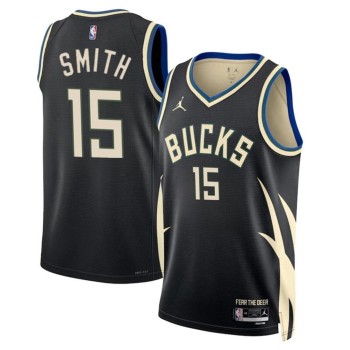 Men's Milwaukee Bucks #15 Tyler Smith Black 2024 Draft Statement Edition Stitched Basketball Jersey Men's Milwaukee Bucks #15 Tyler Smith Black 2024 Draft Statement Edition Stitched Basketball Jersey