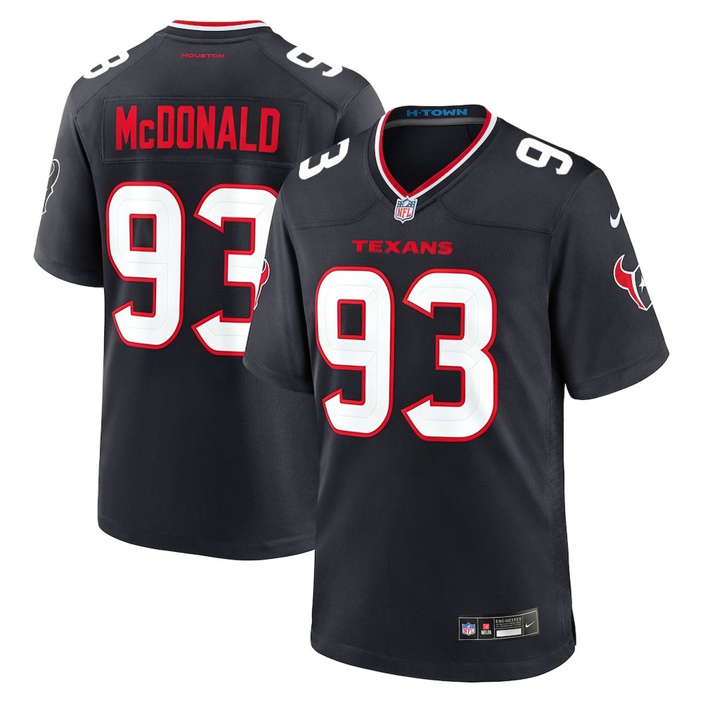 Men's Houston Texans Kayden McDonald Black 2026 NFL Draft Game Jersey