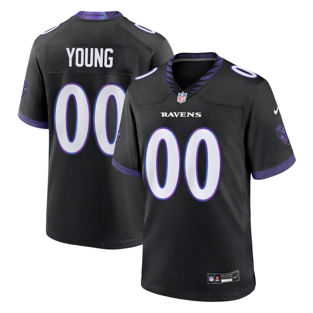Men's Baltimore Ravens Zion Young Black 2026 NFL Draft Game Jersey