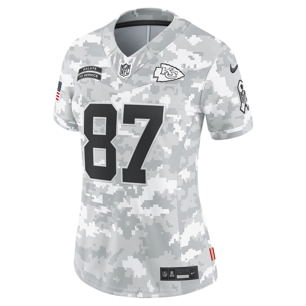 Women's Kansas City Chiefs #87 Travis Kelce Arctic Camo 2024 Salute to Service Limited Jersey Women's Kansas City Chiefs #87 Travis Kelce Arctic Camo 2024 Salute to Service Limited Jersey