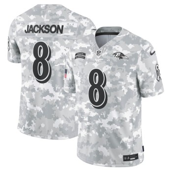 Men's Baltimore Ravens Lamar Jackson Arctic Camo 2024 Salute to Service Limited Jersey Men's Baltimore Ravens Lamar Jackson Arctic Camo 2024 Salute to Service Limited Jersey