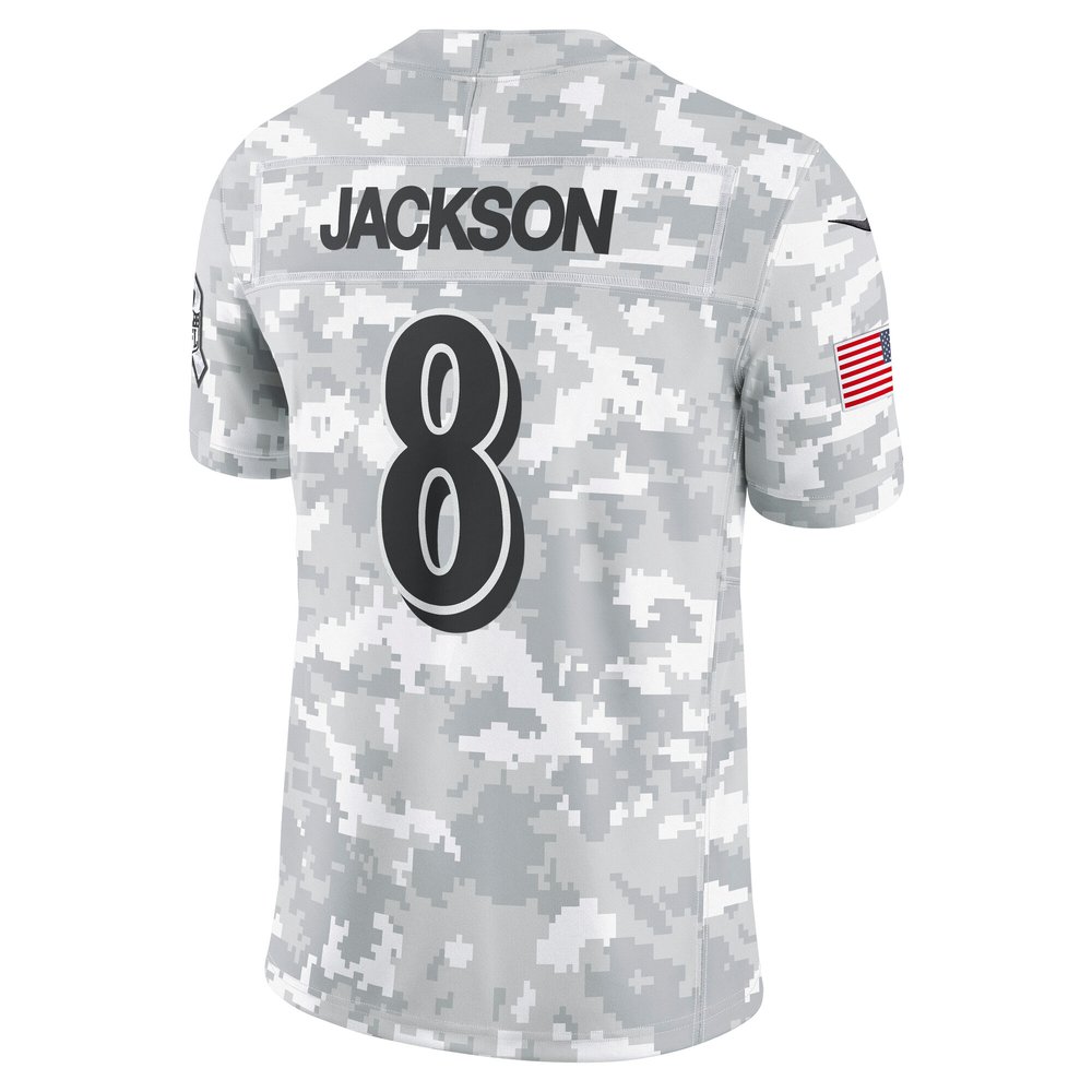 Men's Baltimore Ravens Lamar Jackson Arctic Camo 2024 Salute to Service Limited Jersey Men's Baltimore Ravens Lamar Jackson Arctic Camo 2024 Salute to Service Limited Jersey