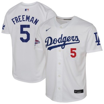 Youth Los Angeles Dodgers #5 Freddie Freeman White 2024 World Series Champions Limited Player Jersey Youth Los Angeles Dodgers #5 Freddie Freeman White 2024 World Series Champions Limited Player Jersey