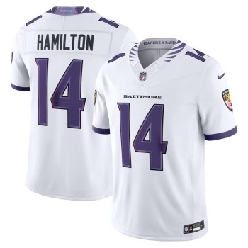 Men's Baltimore Ravens #14 Kyle Hamilton White Vapor F.U.S.E. Sewn Down Limited Jersey Men's Baltimore Ravens #14 Kyle Hamilton White Vapor F.U.S.E. Sewn Down Limited Jersey