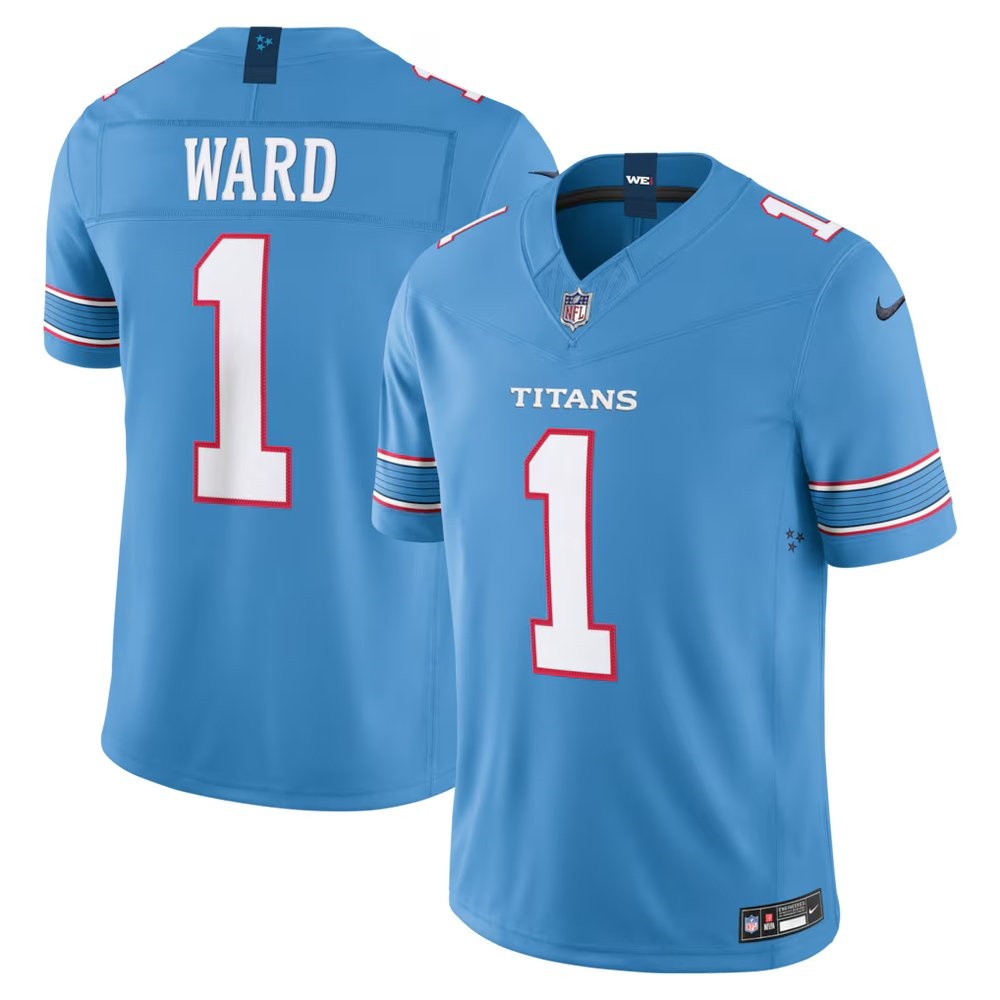Men's Tennessee Titans #1 Cameron Ward Light Blue Vapor F.U.S.E. Sewn Down Limited Jersey