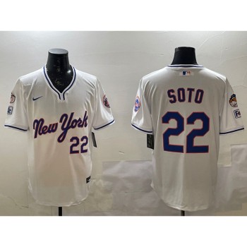 Men's New York Mets #22 Juan Soto White 2025 Spring Training Stitched Baseball Jersey