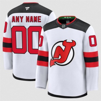 Men's New Jersey Devils Custom White 2024-25 Away Stitched Hockey Premium Jersey Men's New Jersey Devils Custom White 2024-25 Away Stitched Hockey Premium Jersey