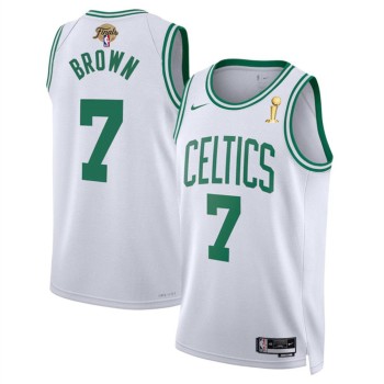 Men's Boston Celtics #7 Jaylen Brown White 2024 Finals Champions Association Edition Stitched Basketball Jersey Men's Boston Celtics #7 Jaylen Brown White 2024 Finals Champions Association Edition Stitched Basketball Jersey