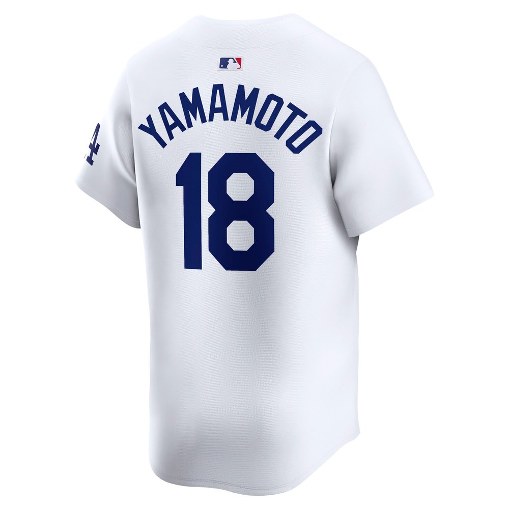 Men's Los Angeles Dodgers #18 Yoshinobu Yamamoto White 2024 World Series Home Limited Player Jersey