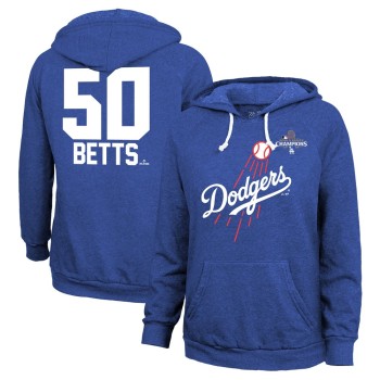 Women's Los Angeles Dodgers #50 Mookie Betts Threads Royal 2024 World Series Champions Hoodie Women's Los Angeles Dodgers #50 Mookie Betts Threads Royal 2024 World Series Champions Hoodie