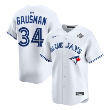 Men's Toronto Blue Jays #34 Kevin Gausman White 2025 World Series Home Replica Player Jersey
