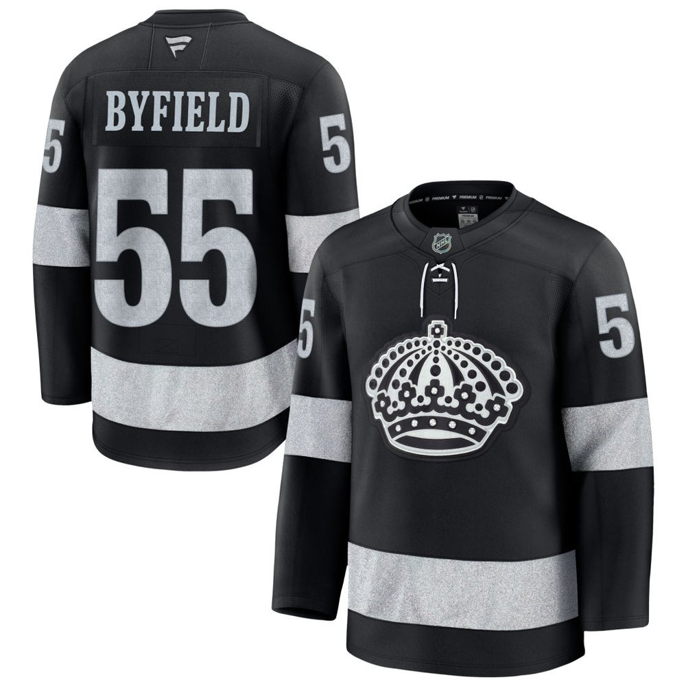 Men's Los Angeles Kings #55 Quinton Byfield Black Alternate Premium Jersey Men's Los Angeles Kings #55 Quinton Byfield Black Alternate Premium Jersey