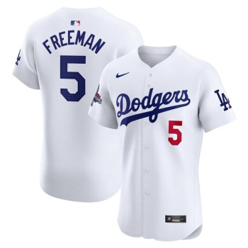 Men's Los Angeles Dodgers #5 Freddie Freeman White 2024 World Series Champions Home Elite Player Jersey Men's Los Angeles Dodgers #5 Freddie Freeman White 2024 World Series Champions Home Elite Player Jersey