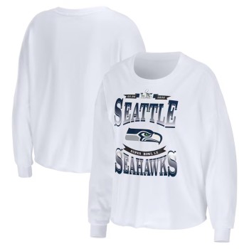 Women's Seattle Seahawks WEAR by Erin Andrews White Super Bowl LX Cropped Long Sleeve T-Shirt Women's Seattle Seahawks WEAR by Erin Andrews White Super Bowl LX Cropped Long Sleeve T-Shirt