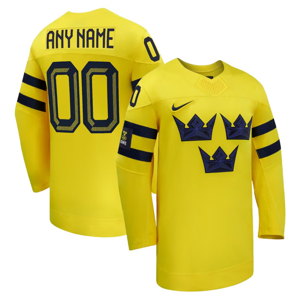 Youth Sweden Hockey Custom Yellow 2026 Away Replica Jersey