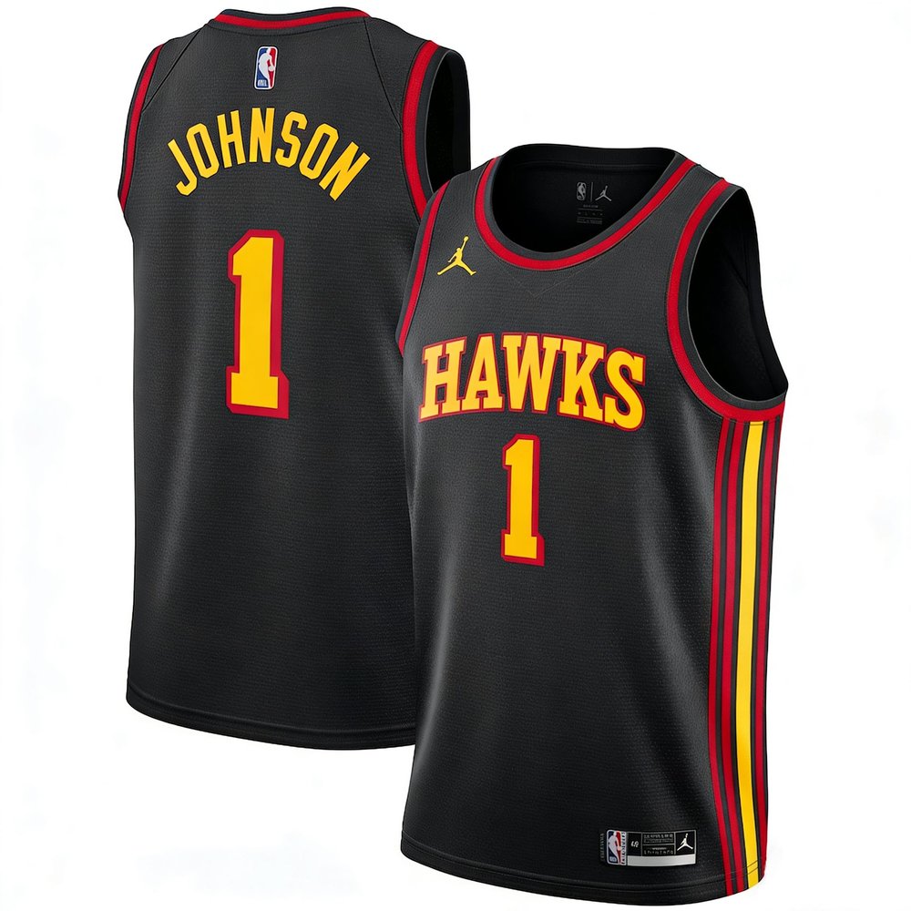 Men's Atlanta Hawks #1 Jalen Johnson Black Swingman Statement Edition Jersey Men's Atlanta Hawks #1 Jalen Johnson Black Swingman Statement Edition Jersey