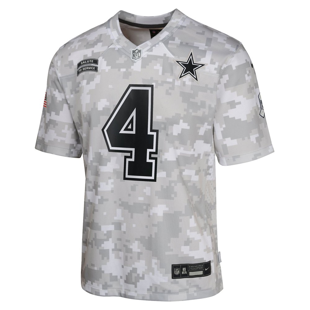 Youth Dallas Cowboys Dak Prescott Arctic Camo 2024 Salute to Service Game Jersey Youth Dallas Cowboys Dak Prescott Arctic Camo 2024 Salute to Service Game Jersey