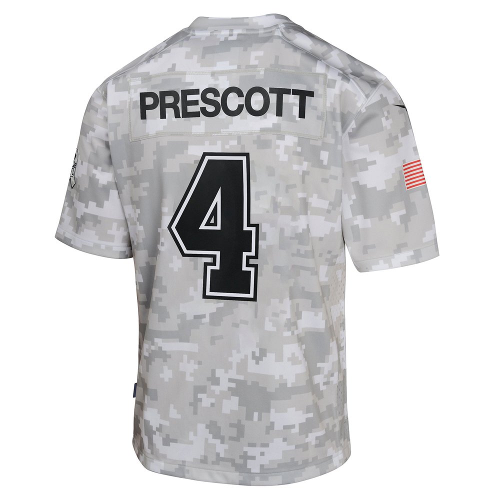 Youth Dallas Cowboys Dak Prescott Arctic Camo 2024 Salute to Service Game Jersey Youth Dallas Cowboys Dak Prescott Arctic Camo 2024 Salute to Service Game Jersey