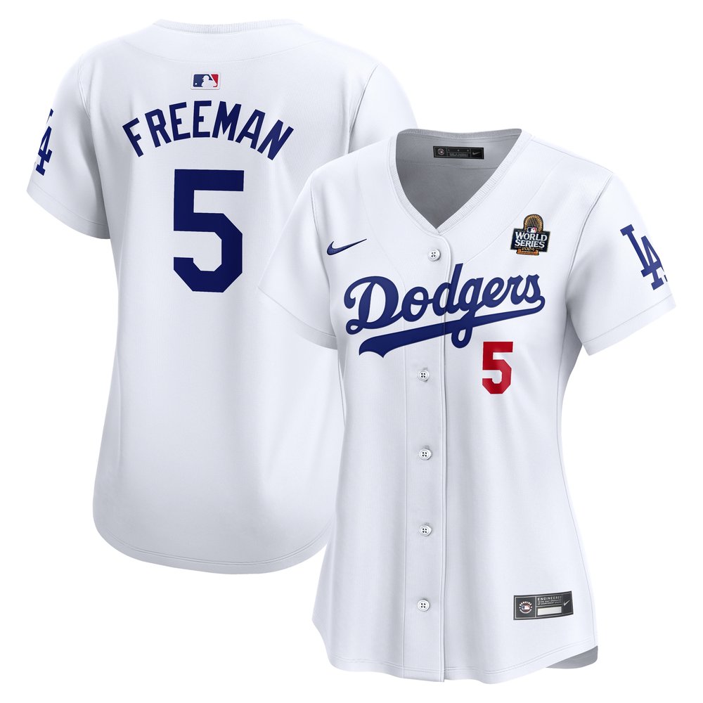 Women's Los Angeles Dodgers #5 Freddie Freeman White 2024 World Series Limited Player Jersey