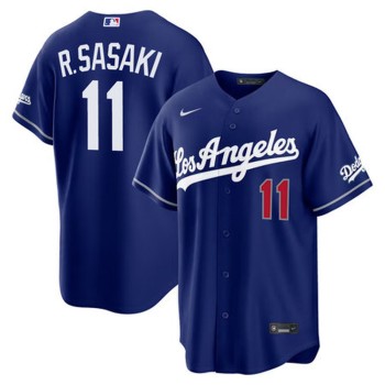 Men's Los Angeles Dodgers #11 Roki Sasaki Nike Royal Alternate Stadium Jersey