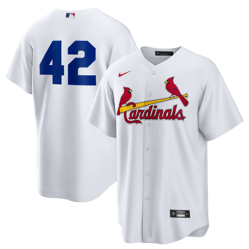 Men's St. Louis Cardinals #42 Jackie Robinson Nike White Home 2025 Jackie Robinson Day Replica Jersey