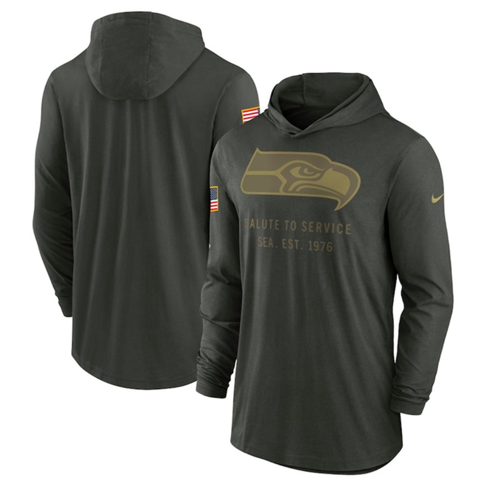 Men's Seattle Seahawks Forest Green 2025 Salute to Service Sideline Dri-FIT Lightweight Pullover Hoodie Men's Seattle Seahawks Forest Green 2025 Salute to Service Sideline Dri-FIT Lightweight Pullover Hoodie
