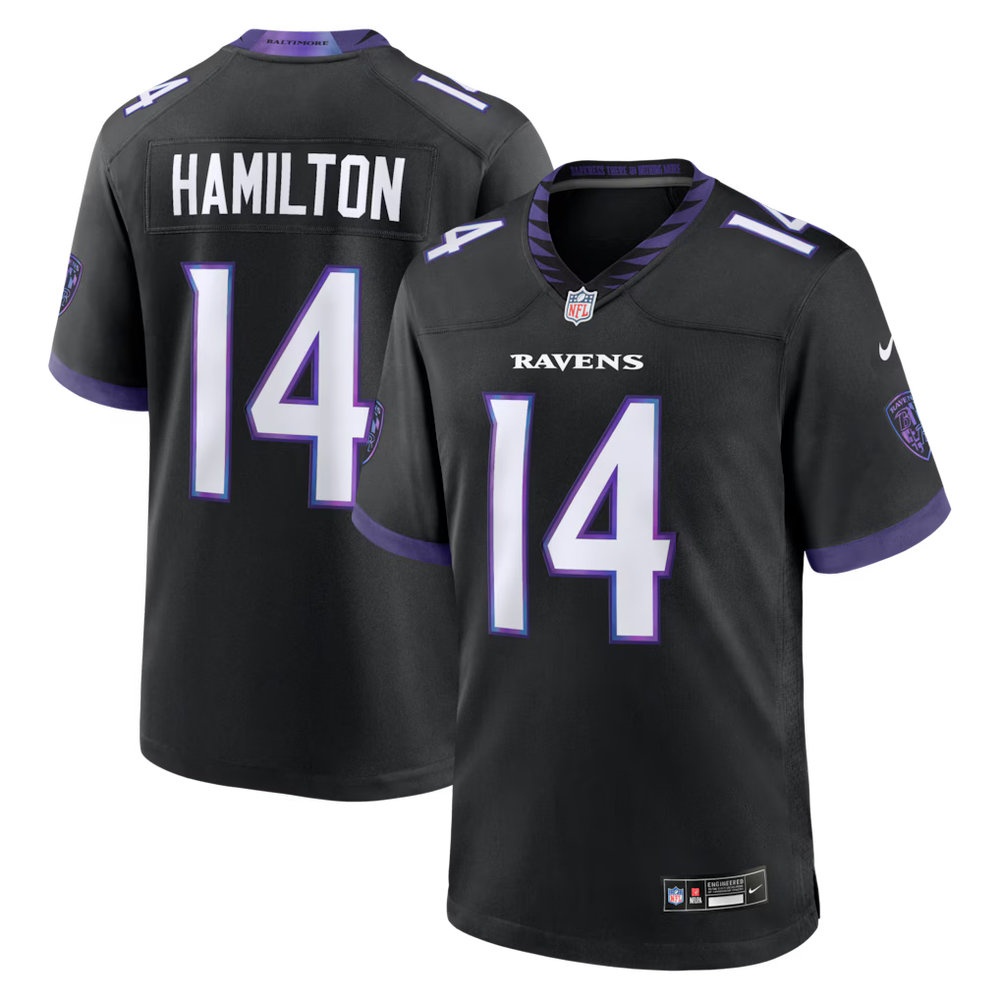 Men's Baltimore Ravens #14 Kyle Hamilton Black Alternate Game Jersey