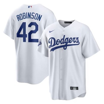 Men's Los Angeles Dodgers #42 Jackie Robinson White 2025 World Series Champions Home Replica Jersey