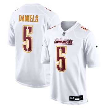 Men's Washington Commanders #5 Jayden Daniels White Fashion Football Stitched Game Jersey