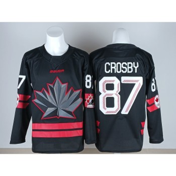 Youth Canada Hockey #87 Sidney Crosby Black 2026 Away Replica Jersey
