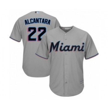 Youth Miami Marlins #22 Sandy Alcantara Authentic Grey Road Cool Base Baseball Jersey