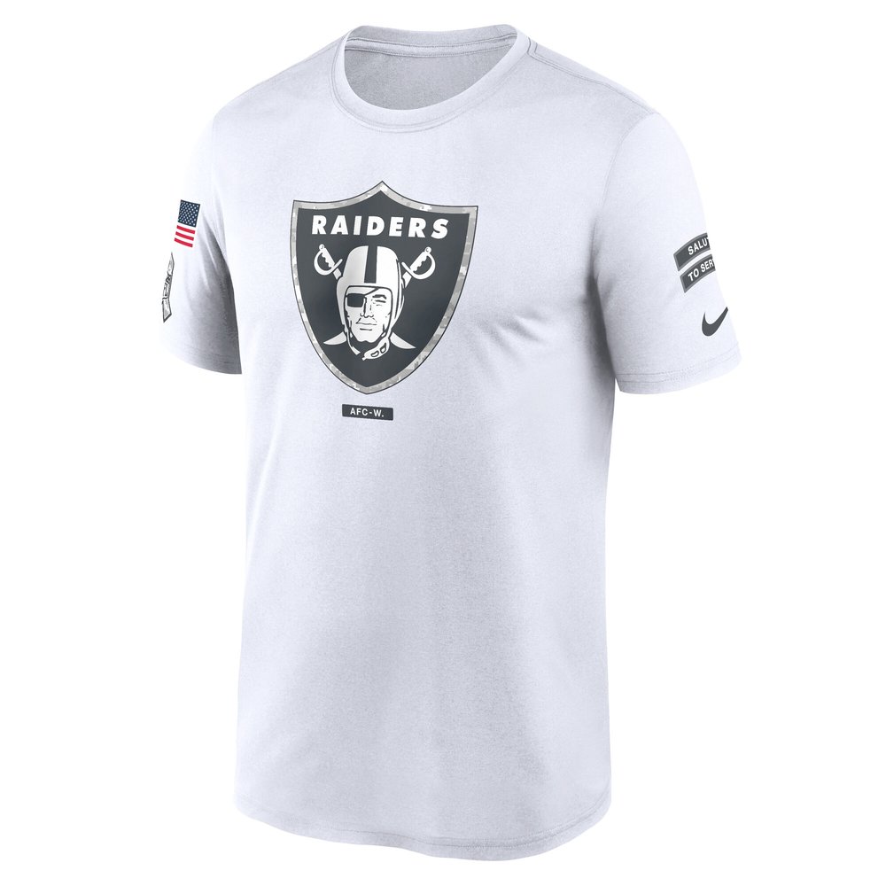 Men's Las Vegas Raiders White 2024 Salute To Service Legend Performance T-Shirt Men's Las Vegas Raiders White 2024 Salute To Service Legend Performance T-Shirt