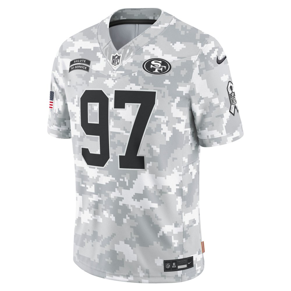 Men's San Francisco 49ers Nick Bosa Arctic Camo 2024 Salute to Service Limited Jersey Men's San Francisco 49ers Nick Bosa Arctic Camo 2024 Salute to Service Limited Jersey
