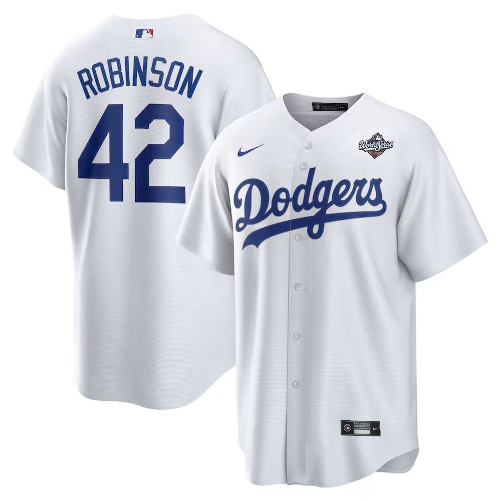 Youth Los Angeles Dodgers #42 Jackie Robinson White 2025 World Series Replica Player Jersey