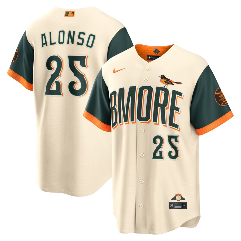 Youth Baltimore Orioles #25 Pete Alonso Nike Natural 2026 City Connect Stadium Jersey