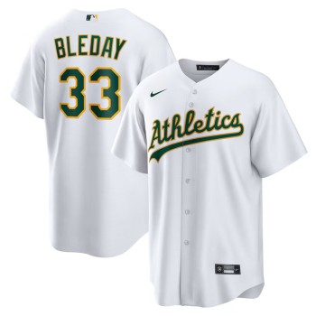 Men's Oakland Athletics #33 JJ Bleday White Home Replica Jersey Men's Oakland Athletics #33 JJ Bleday White Home Replica Jersey