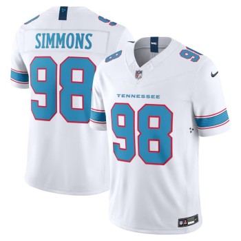 Men's Tennessee Titans #98 Jeffery Simmons White Vapor F.U.S.E. Sewn Down Limited Jersey