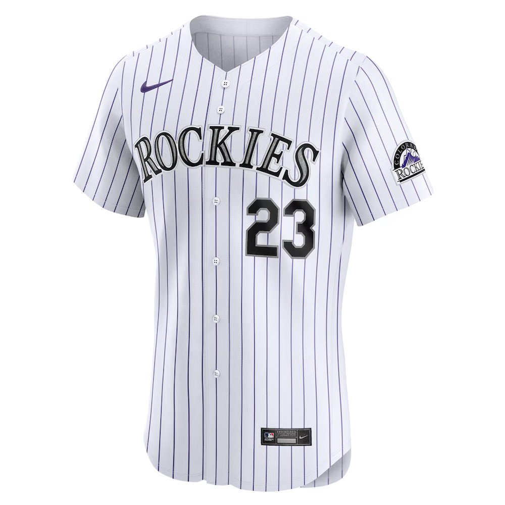 Men's Colorado Rockies #23 Kris Bryant Nike White Home Elite Jersey Men's Colorado Rockies #23 Kris Bryant Nike White Home Elite Jersey