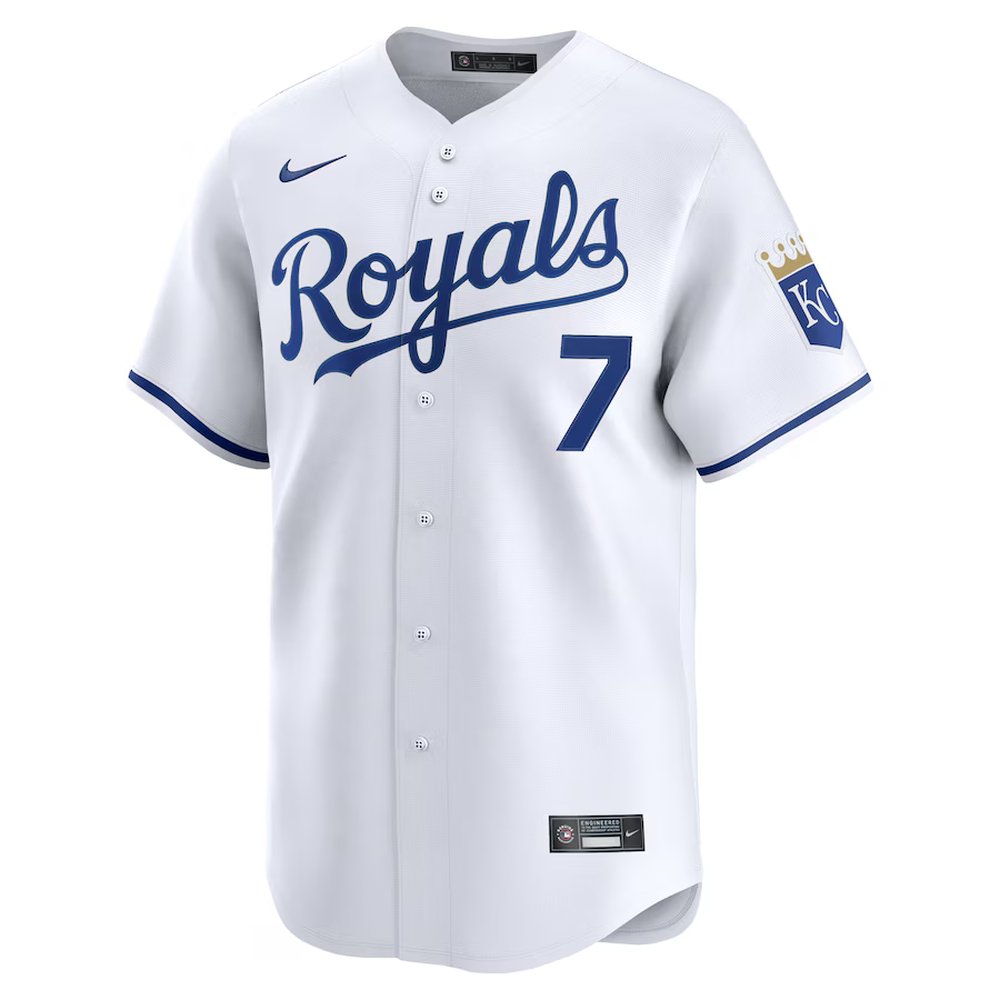 Men's Kansas City Royals #7 Bobby Witt Jr. Nike White Alternate Limited Player Jersey Men's Kansas City Royals #7 Bobby Witt Jr. Nike White Alternate Limited Player Jersey