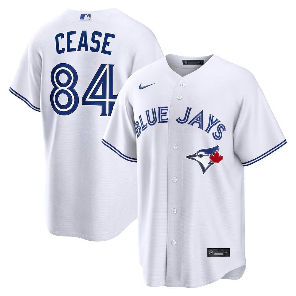Men's Toronto Blue Jays #84 Dylan Cease White Cool Base Stitched Jersey