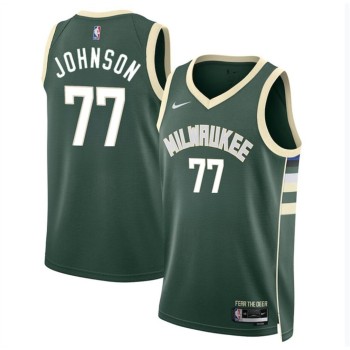 Men's Milwaukee Bucks #77 AJ Johnson Green 2024 Draft Icon Edition Stitched Basketball Jersey Men's Milwaukee Bucks #77 AJ Johnson Green 2024 Draft Icon Edition Stitched Basketball Jersey