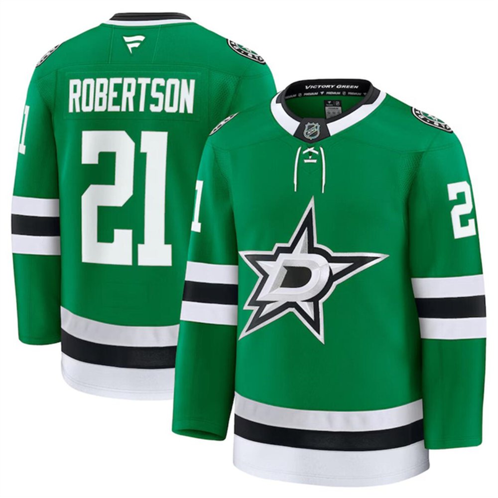 Men's Dallas Stars #21 Jason Robertson Green 2024-25 Home Stitched Hockey Premium Jersey Men's Dallas Stars #21 Jason Robertson Green 2024-25 Home Stitched Hockey Premium Jersey