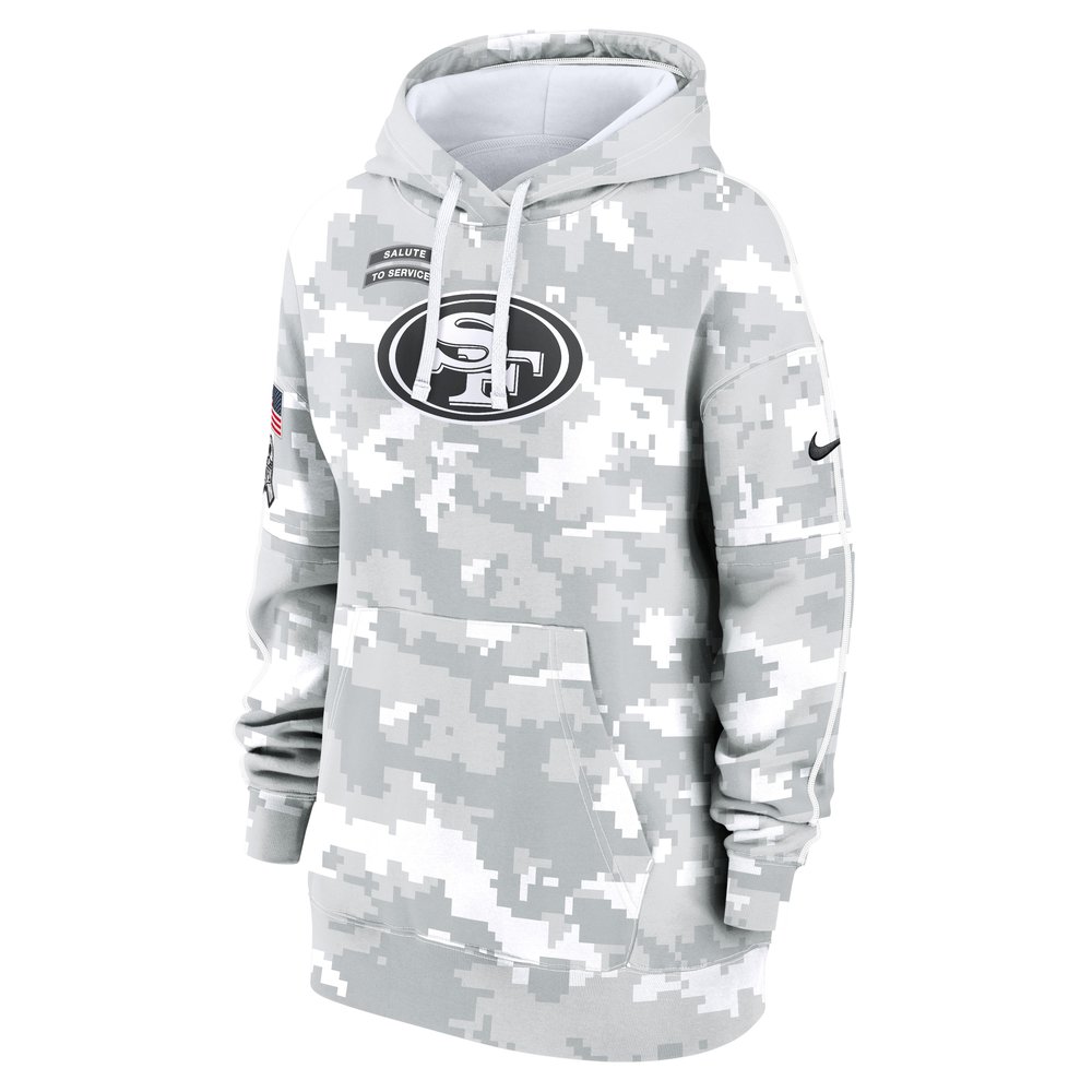 Women's San Francisco 49ers Arctic Camo 2024 Salute To Service Club Fleece Pullover Hoodie