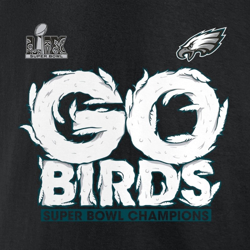 Men's Philadelphia Eagles Black Super Bowl LIX Champions On Top Go Birds Long Sleeve T-Shirt Men's Philadelphia Eagles Black Super Bowl LIX Champions On Top Go Birds Long Sleeve T-Shirt
