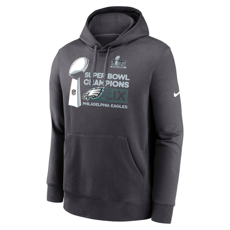 Men's Philadelphia Eagles Anthracite Super Bowl LIX Champions Locker Room Trophy Collection Extended Sizes Club Fleece Pullover Hoodie Men's Philadelphia Eagles Anthracite Super Bowl LIX Champions Locker Room Trophy Collection Extended Sizes Club Fleece Pullover Hoodie