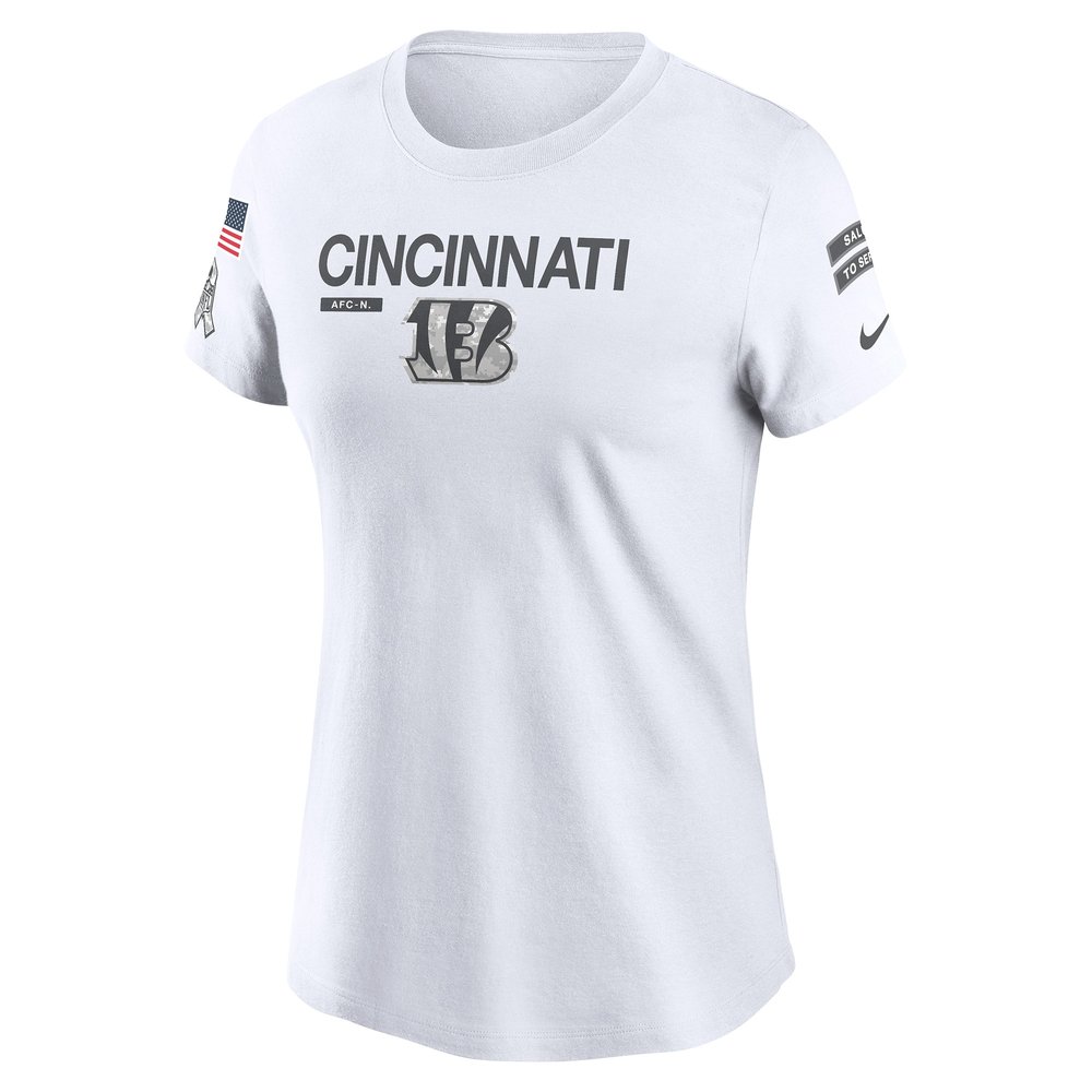 Women's Cincinnati Bengals White 2024 Salute To Service Legend Performance T-Shirt Women's Cincinnati Bengals White 2024 Salute To Service Legend Performance T-Shirt
