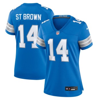 Women's Detroit Lions #14 Amon-Ra St. Brown Blue Team Game Jersey Women's Detroit Lions #14 Amon-Ra St. Brown Blue Team Game Jersey