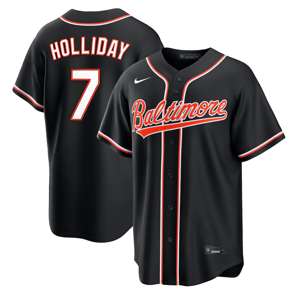 Youth Baltimore Orioles #7 Jackson Holliday Nike Black Fashion Replica Player Jersey