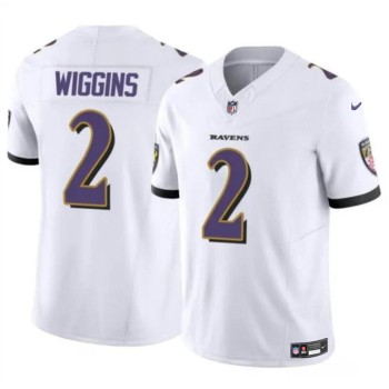 Men's Baltimore Ravens #2 Nate Wiggins White 2024 Draft F.U.S.E Vapor Limited Football Jersey Men's Baltimore Ravens #2 Nate Wiggins White 2024 Draft F.U.S.E Vapor Limited Football Jersey