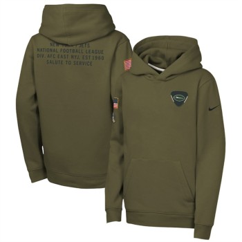 Youth New York Jets Olive 2025 Salute to Service Club Fleece Hoodie